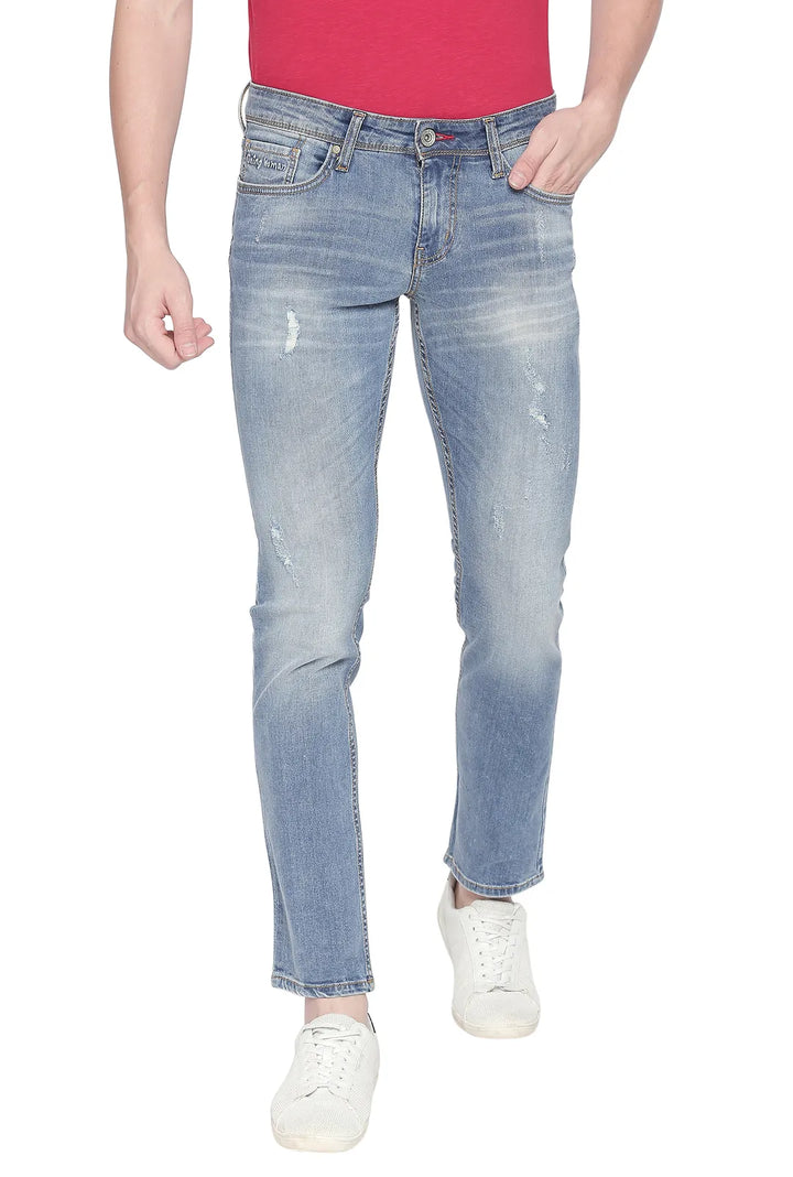 Blue Slim Fit Denim for Men