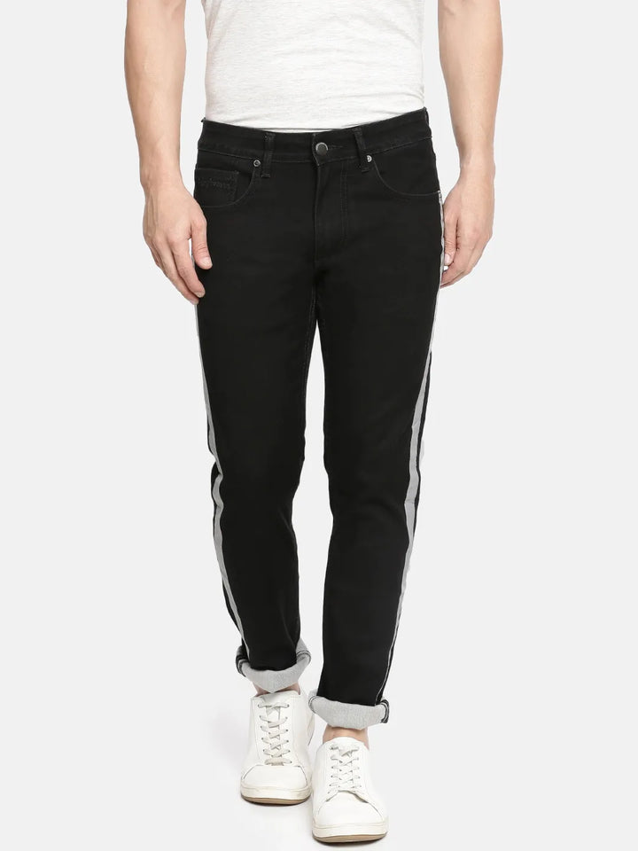 Black Mid Rise Super Skinny Fit Denim for Men