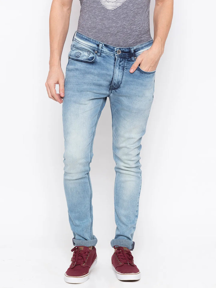 Blue Mid Rise Super Skinny Fit Denim for Men