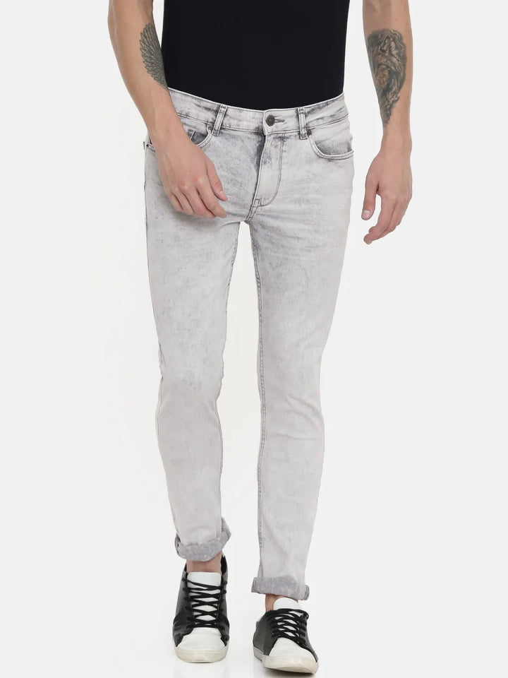 Grey Mid Rise Super Skinny Fit Denim for Men