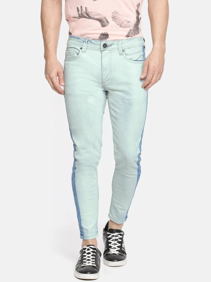 Blue Skinny Cropped Fit Men's Denims