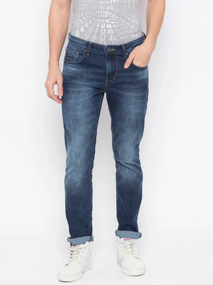 Blue Slim Fit Denim for Men