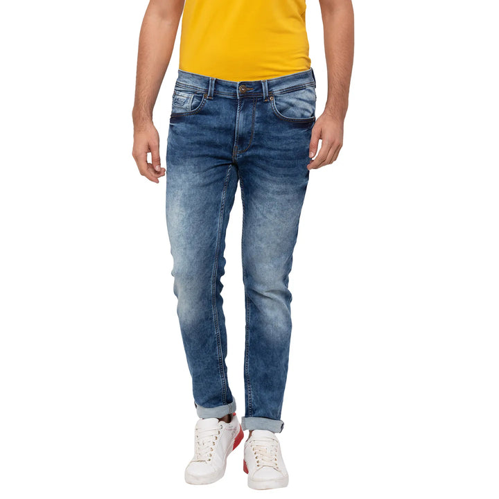 Blue Mid Rise Super Skinny Fit Denim for Men