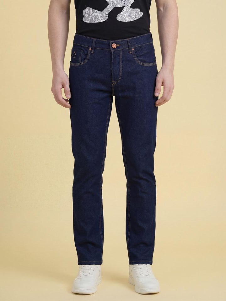 Dark Blue Slim Fit Mid Rise Men's Jeans by Being Human Clothing