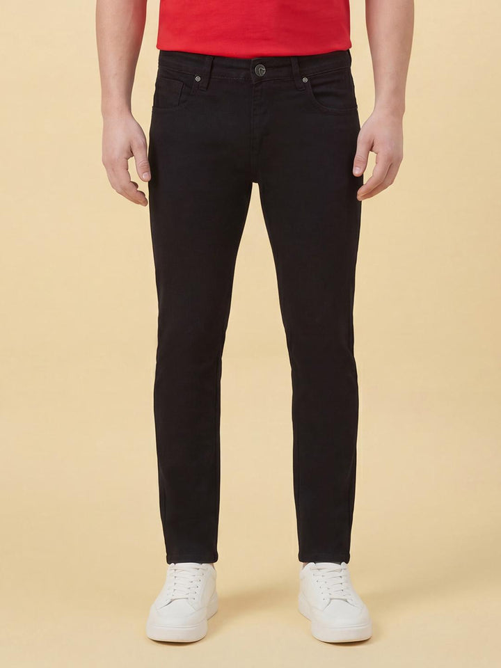 Black Cropped Fit Mid Rise Men's Jeans
