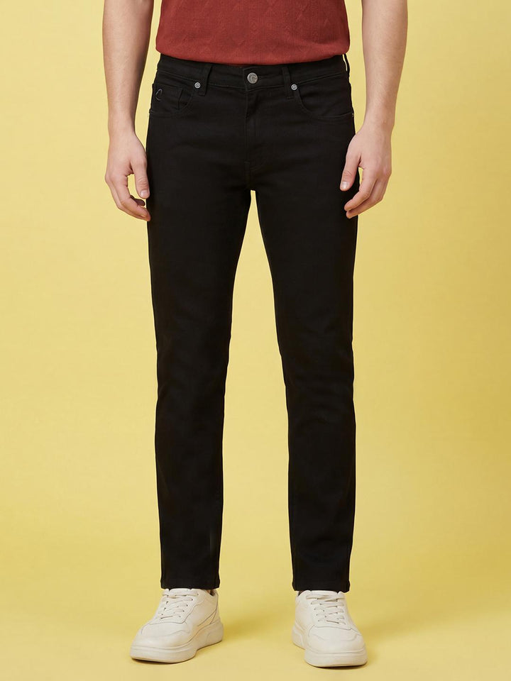 Black Straight Fit Mid Rise Men's Jeans