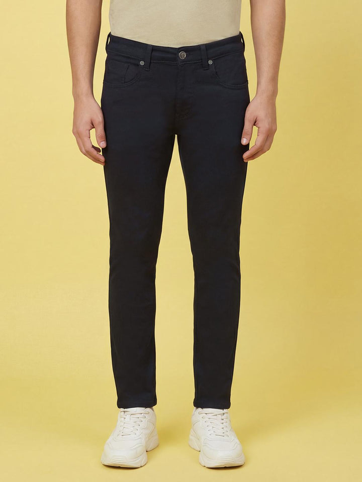 Dark Blue Cropped Fit Mid Rise Men's Jeans