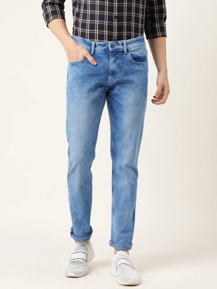 Blue Slim Fit Denim for Men