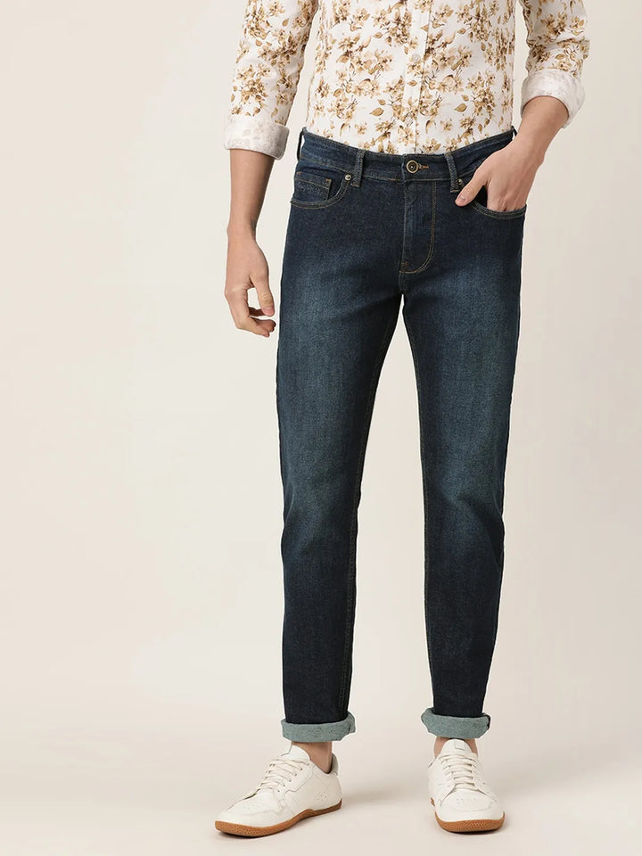 Blue Slim Fit Denim for Men