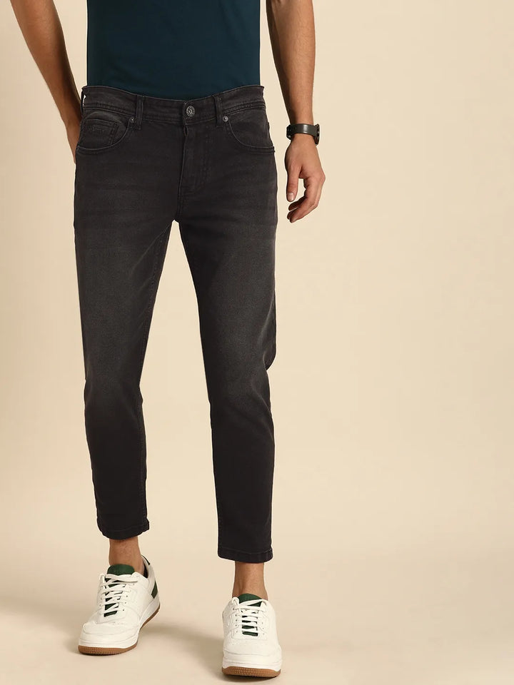 Grey Skinny Cropped Fit Men's Denims