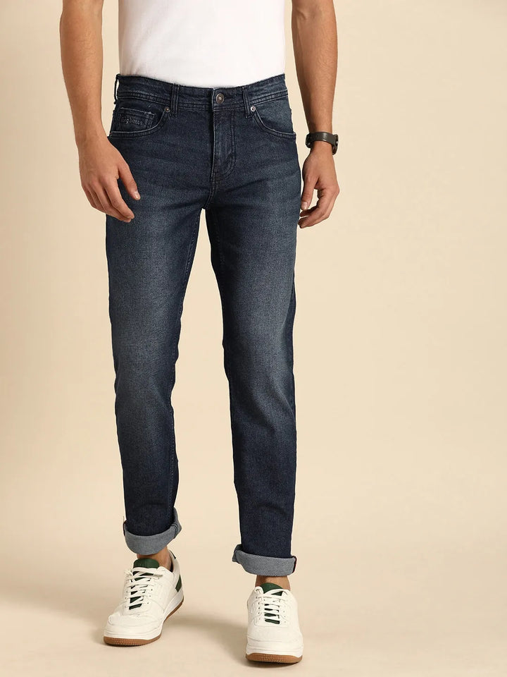 Blue Slim Fit Denim for Men