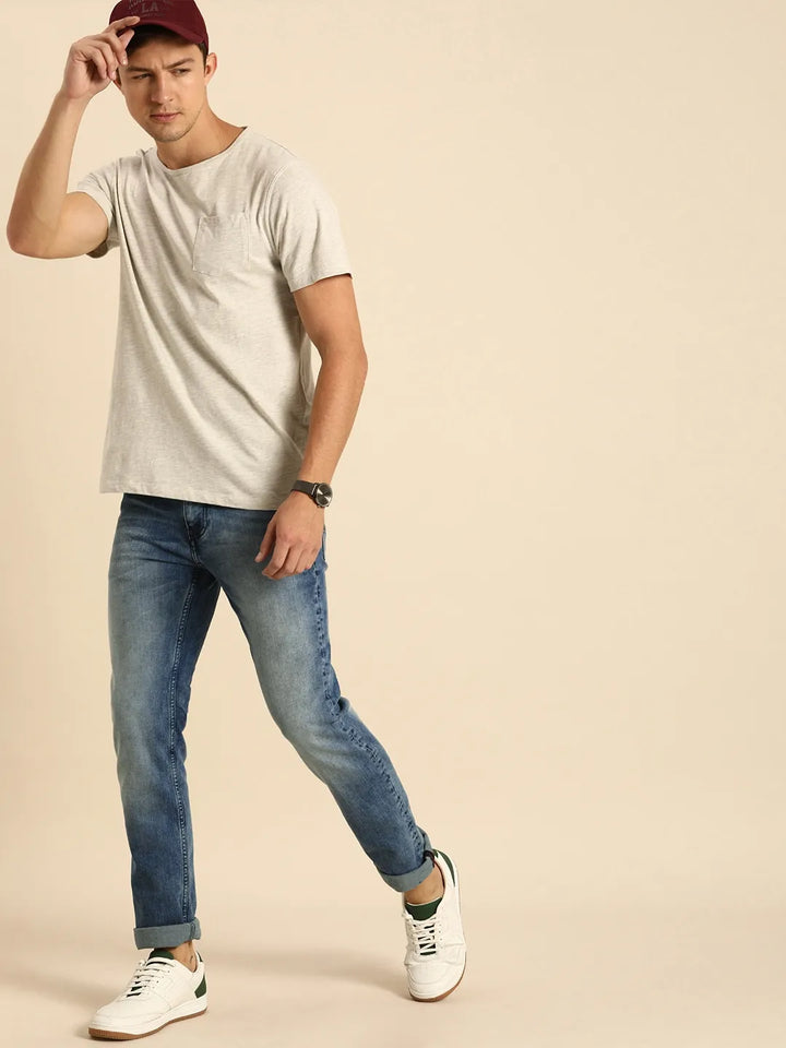 Blue Slim Fit Denim for Men