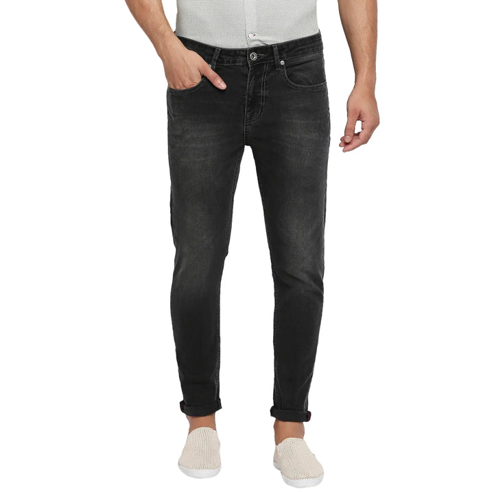 Grey Skinny Cropped Fit Men's Denims