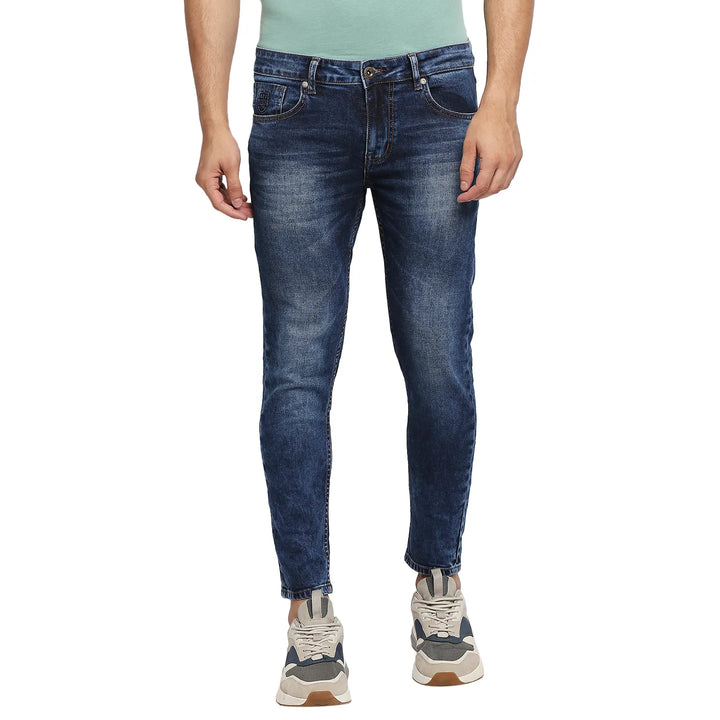 Blue Skinny Cropped Fit Men's Denims