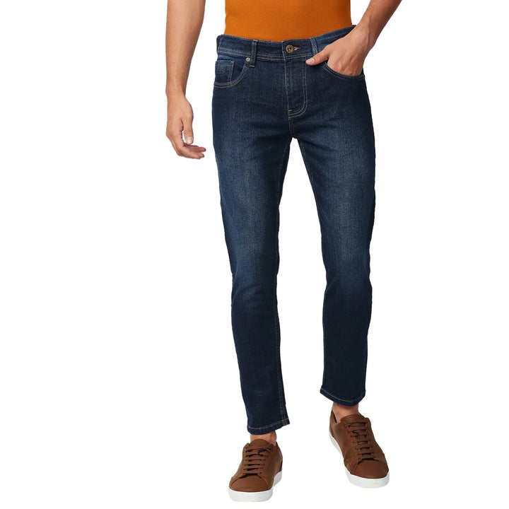 Blue Skinny Cropped Fit Men's Denims