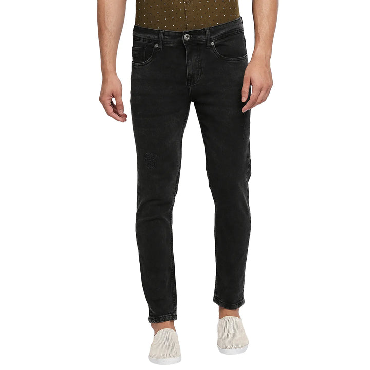 Black Skinny Cropped Fit Men's Denims