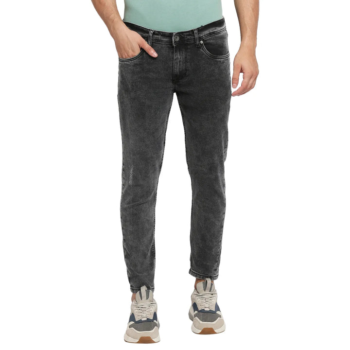 Grey Skinny Cropped Fit Men's Denims