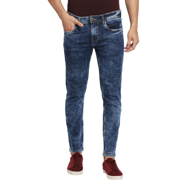 Blue Skinny Cropped Fit Men's Denims