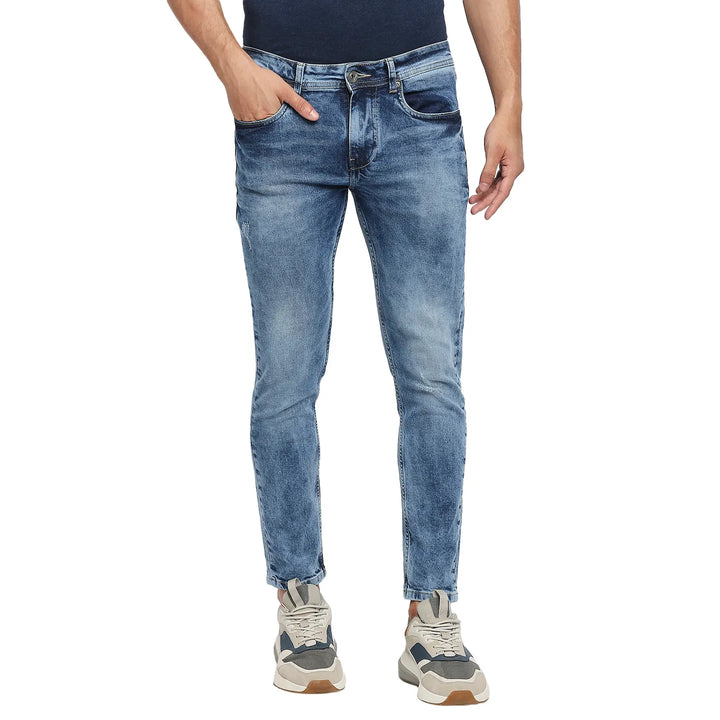 Blue Skinny Cropped Fit Men's Denims