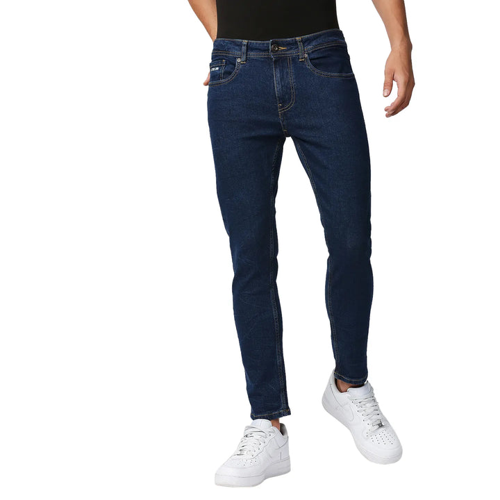 Blue Skinny Cropped Fit Men's Denims