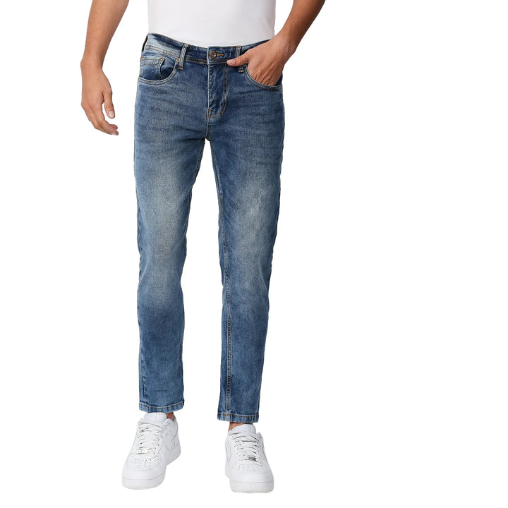 Blue Argon-Cropped Fit Denims for Men