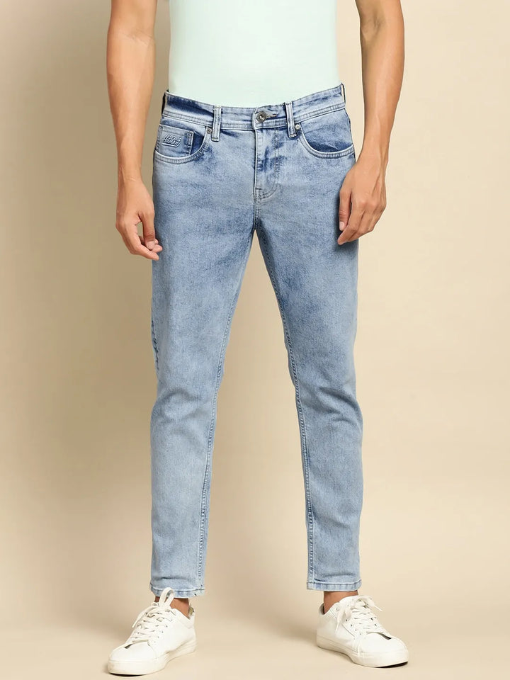 Blue Argon-Cropped Fit Denims for Men