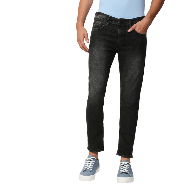 Grey Argon-Cropped Fit Denims for Men