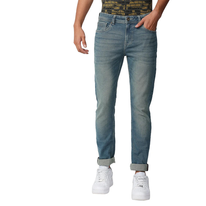 Blue Slim Fit Denim for Men