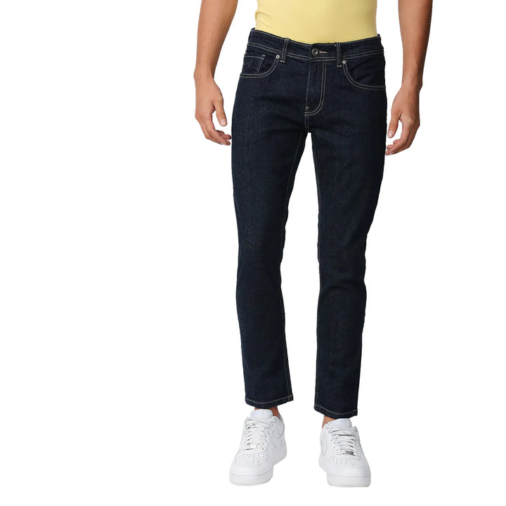 Blue Argon-Cropped Fit Denims for Men