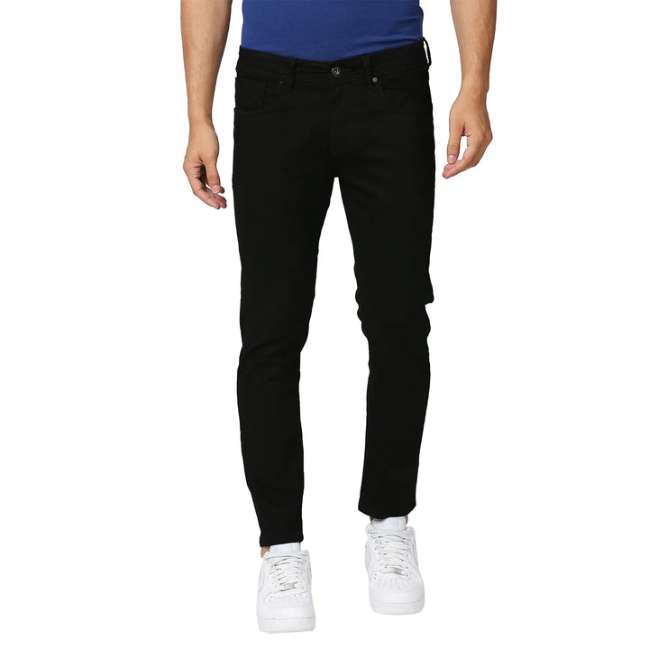 Black Argon-Cropped Fit Denims for Men