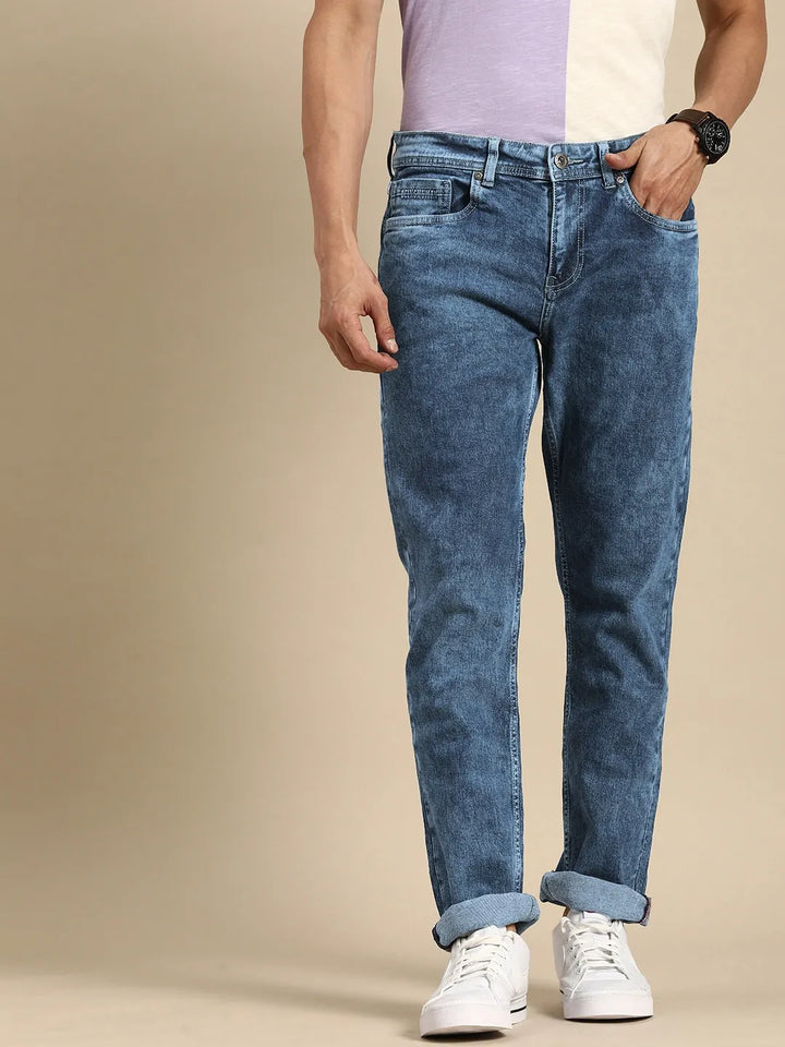 Blue Slim Straight Fit Men's Denims
