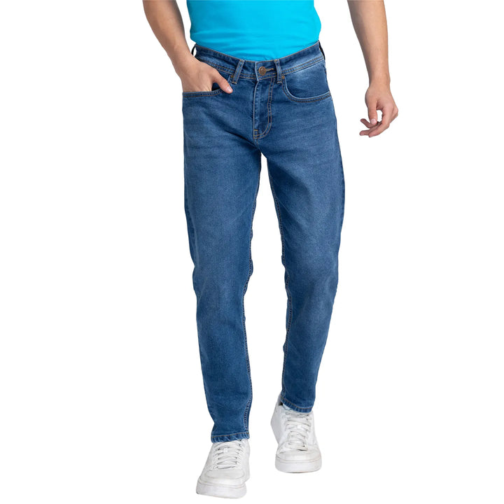 Blue Argon-Cropped Fit Denims for Men by Being Human Clothing