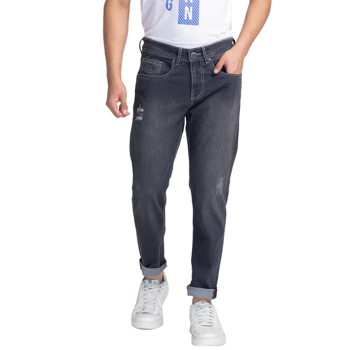 Grey Argon-Cropped Fit Denims for Men by Being Human Clothing