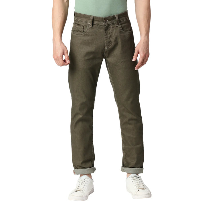 Green Slim Fit Denim for Men