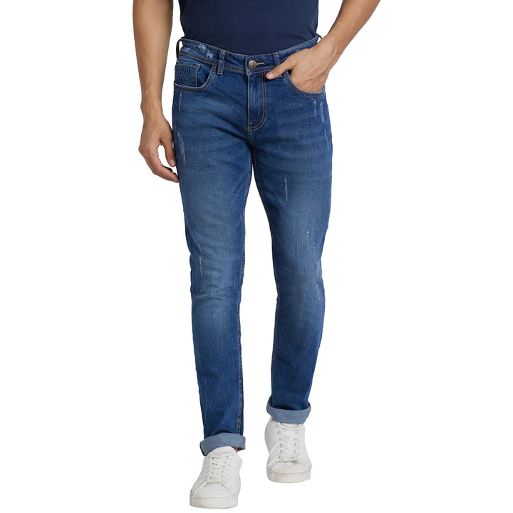 Blue Slim Fit Denim for Men by Being Human Clothing