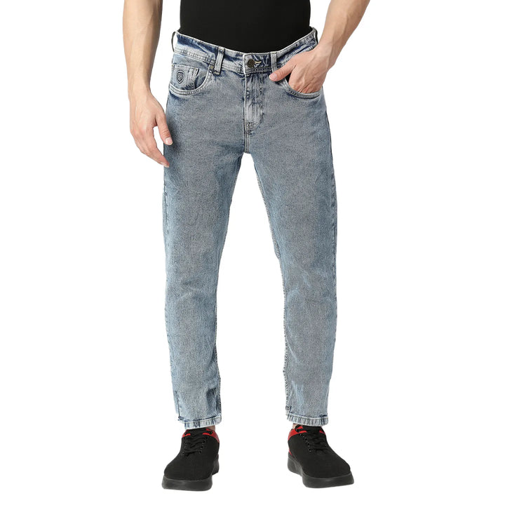 Blue Argon-Cropped Fit Denims for Men