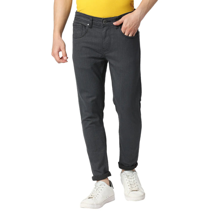 Grey Argon-Cropped Fit Denims for Men by Being Human Clothing