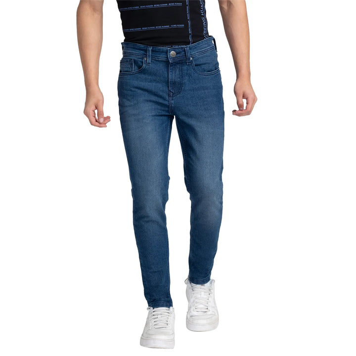 Blue Argon-Cropped Fit Denims for Men