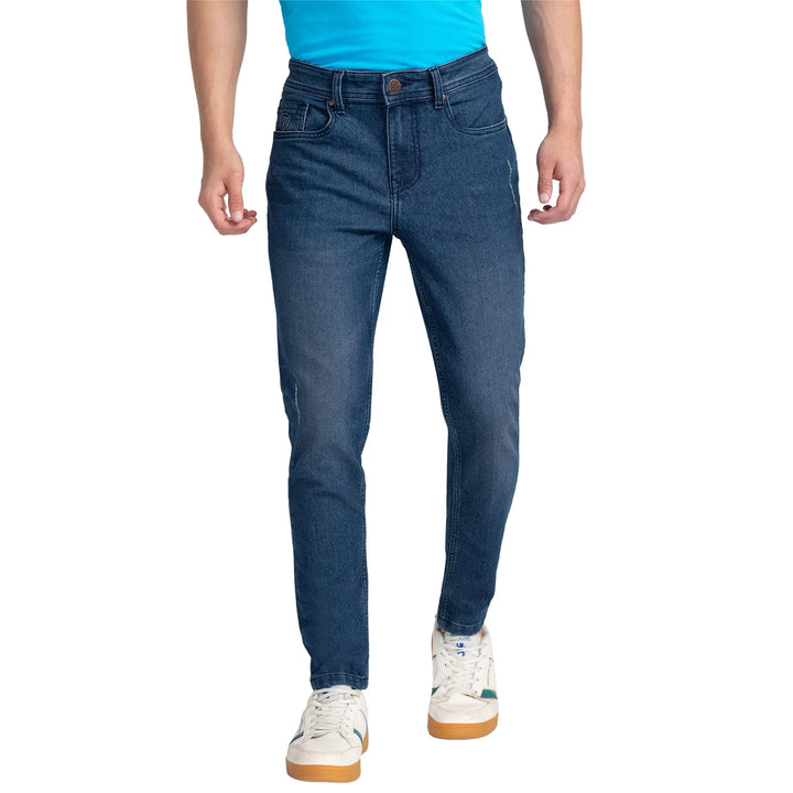 Blue Argon-Cropped Fit Denims for Men