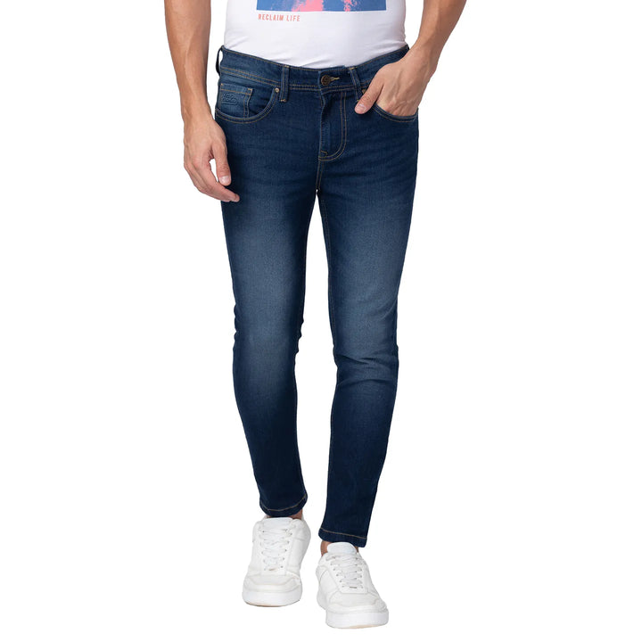 Blue Argon-Cropped Fit Denims for Men