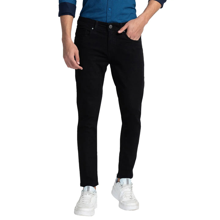 Black Argon-Cropped Fit Denims for Men