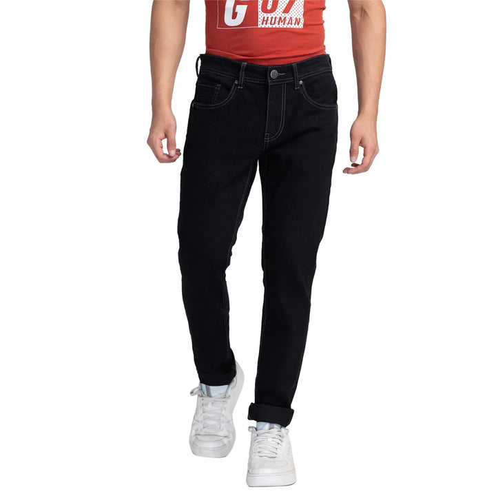 Black Skinny Fit Denim for Men by Being Human Clothing