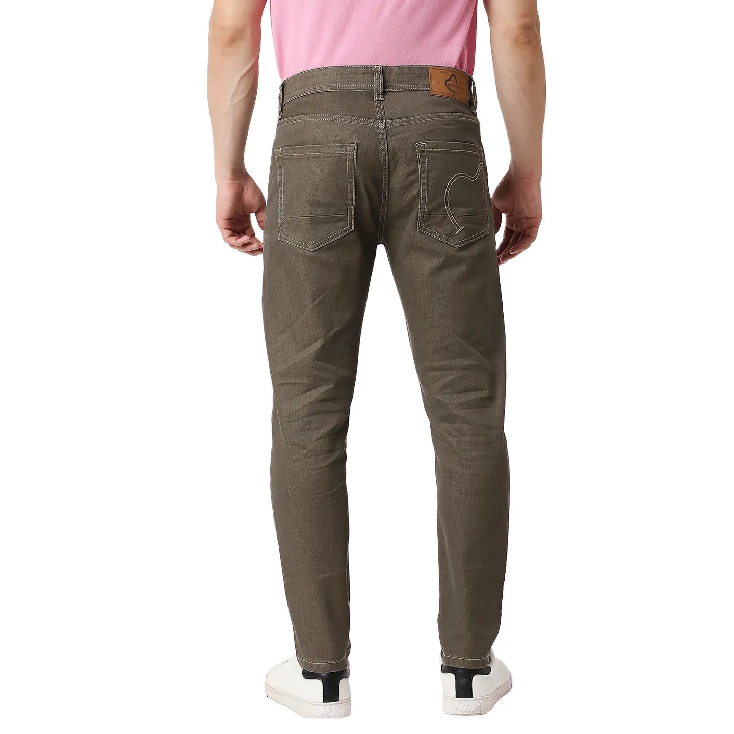 Khaki Cropped Fit Men's Denims by Being Human Clothing