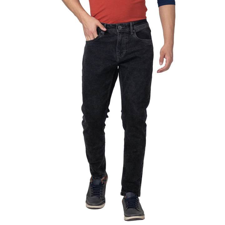 Black Argon-Cropped Fit Denims for Men