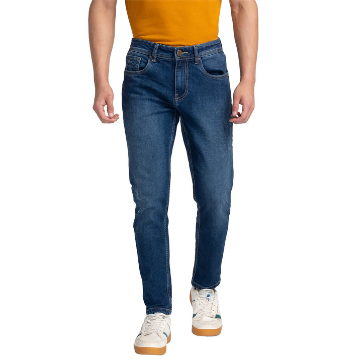 Blue Argon-Cropped Fit Denims for Men