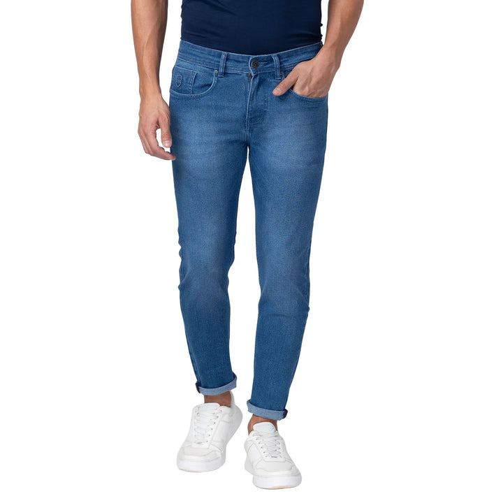 Blue Argon-Cropped Fit Denims for Men