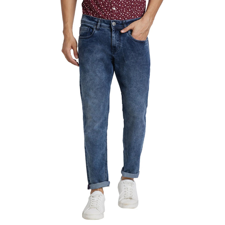 Blue Argon-Cropped Fit Denims for Men