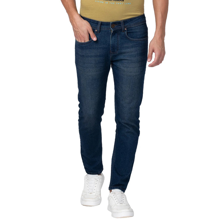 Blue Argon-Cropped Fit Denims for Men