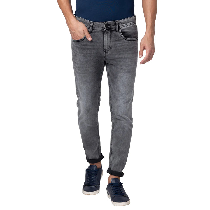 Grey Argon-Cropped Fit Denims for Men