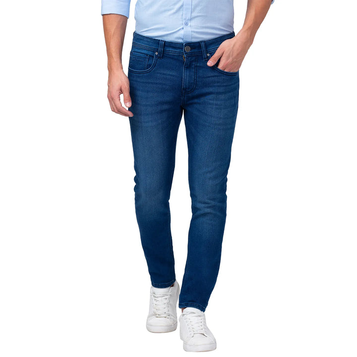 Blue Argon-Cropped Fit Denims for Men by Being Human Clothing